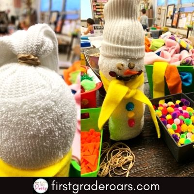 snowman sock craft for kids