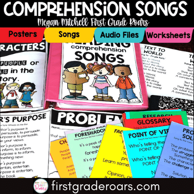 Increase your student's reading comprehension strategies by using these recorded songs, posters, and worksheets.