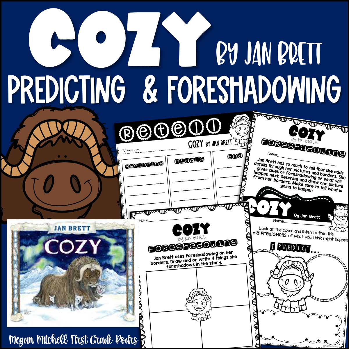 This free activity pack will help your students predict, and recall all of the the foreshadowing Jan Brett uses in her borders with the story Cozy.