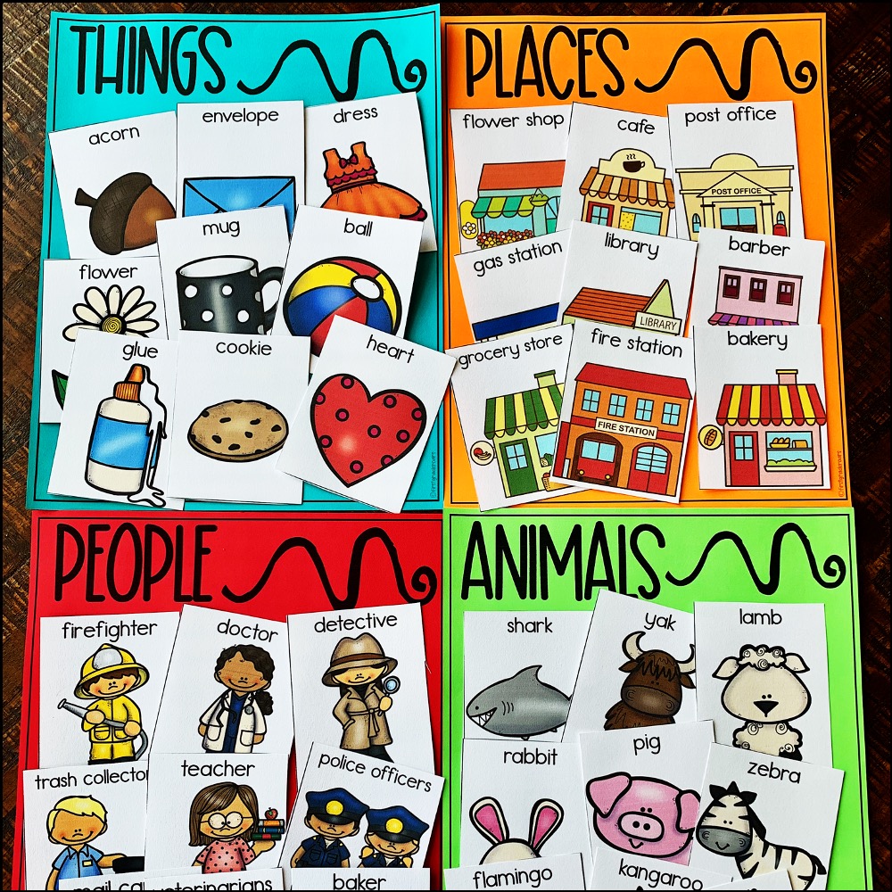 sorting activity for teaching common nouns