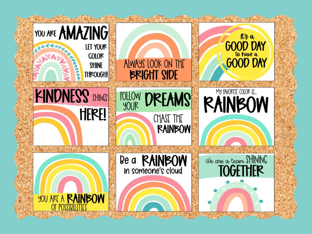 boho rainbow classroom theme kindness posters