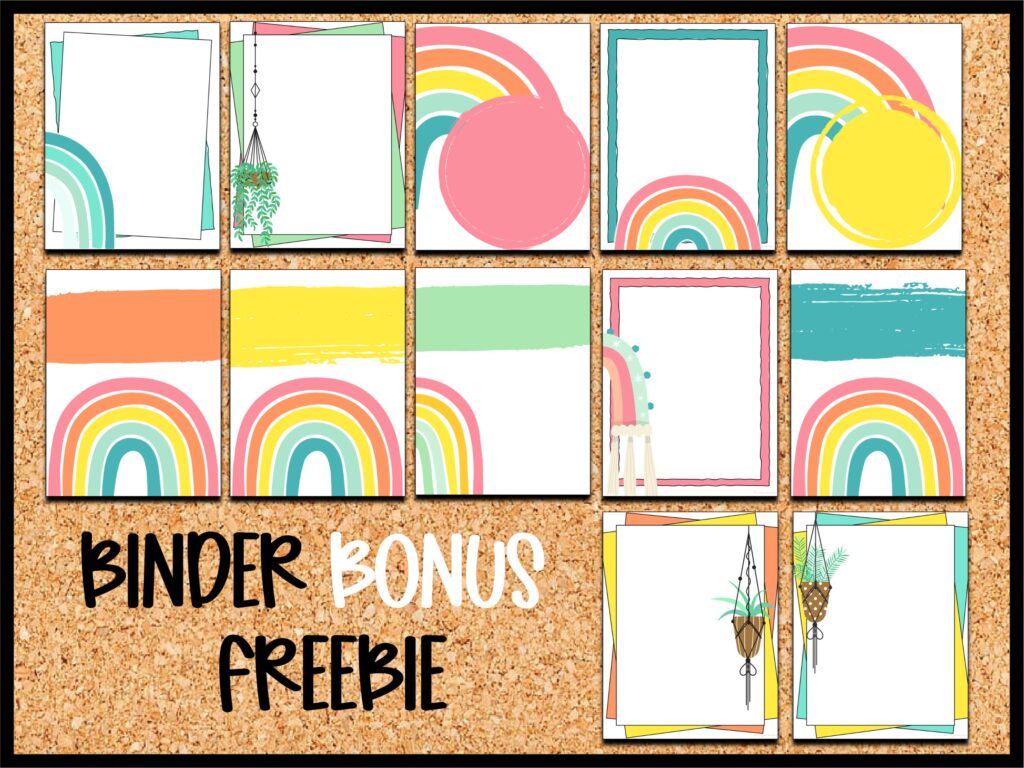 boho rainbow classroom theme binder covers