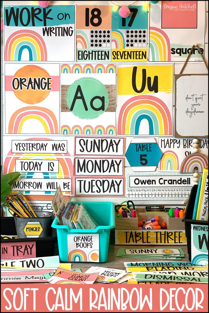 boho rainbow classroom theme