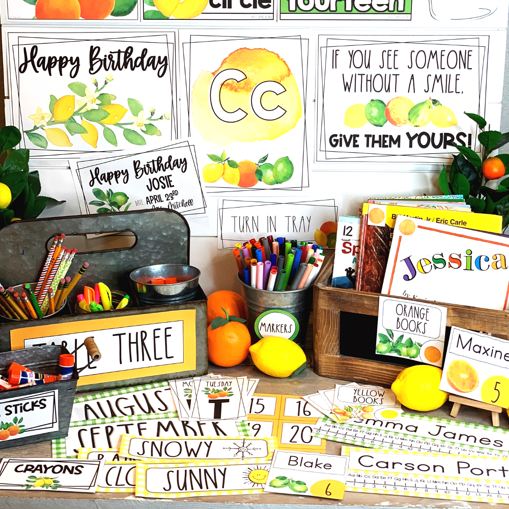 lemon citrus classroom decor