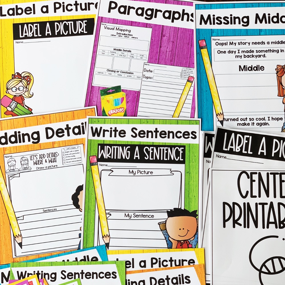writing center printable activities for 1st grade