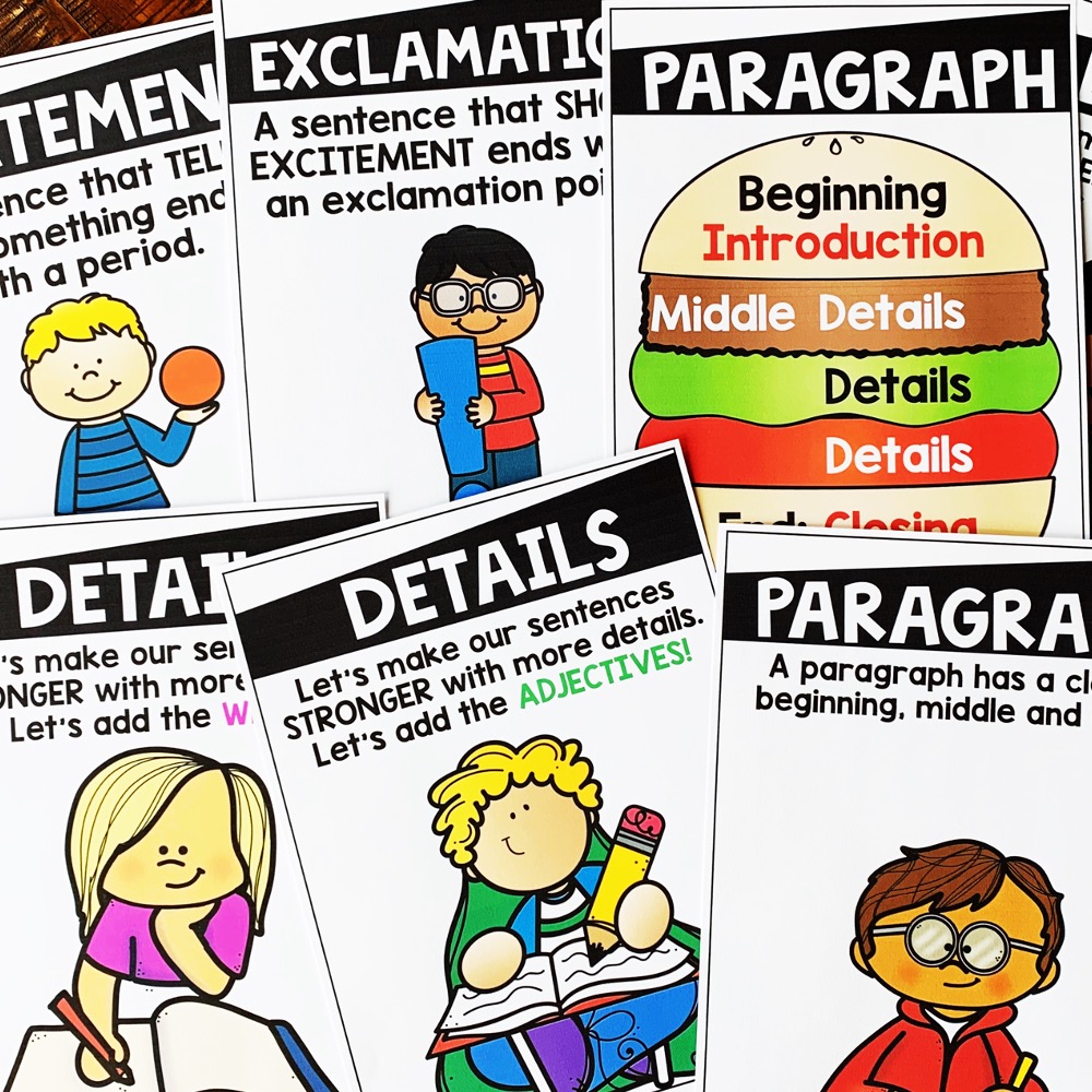 posters for writing lessons for 1st grade