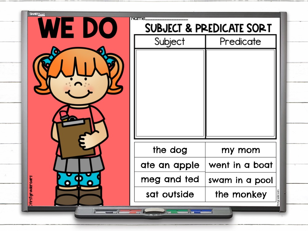 digital slides for teaching subject and predicate