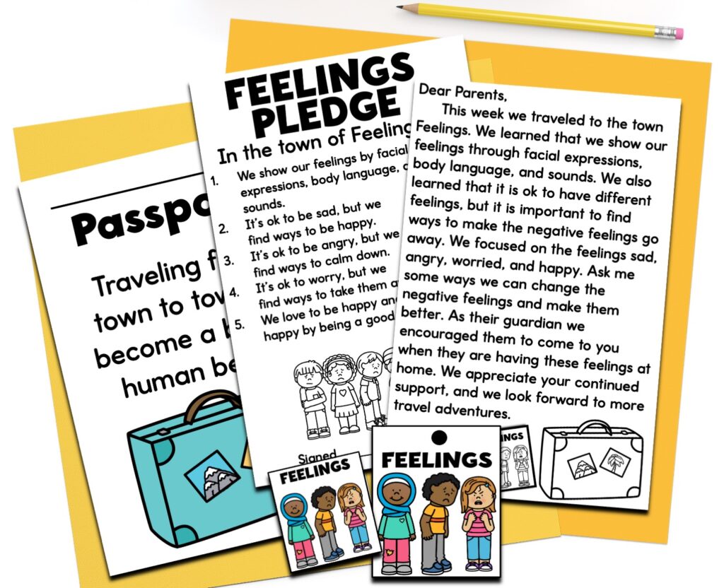 SEL feelings pledge and parent connect letter