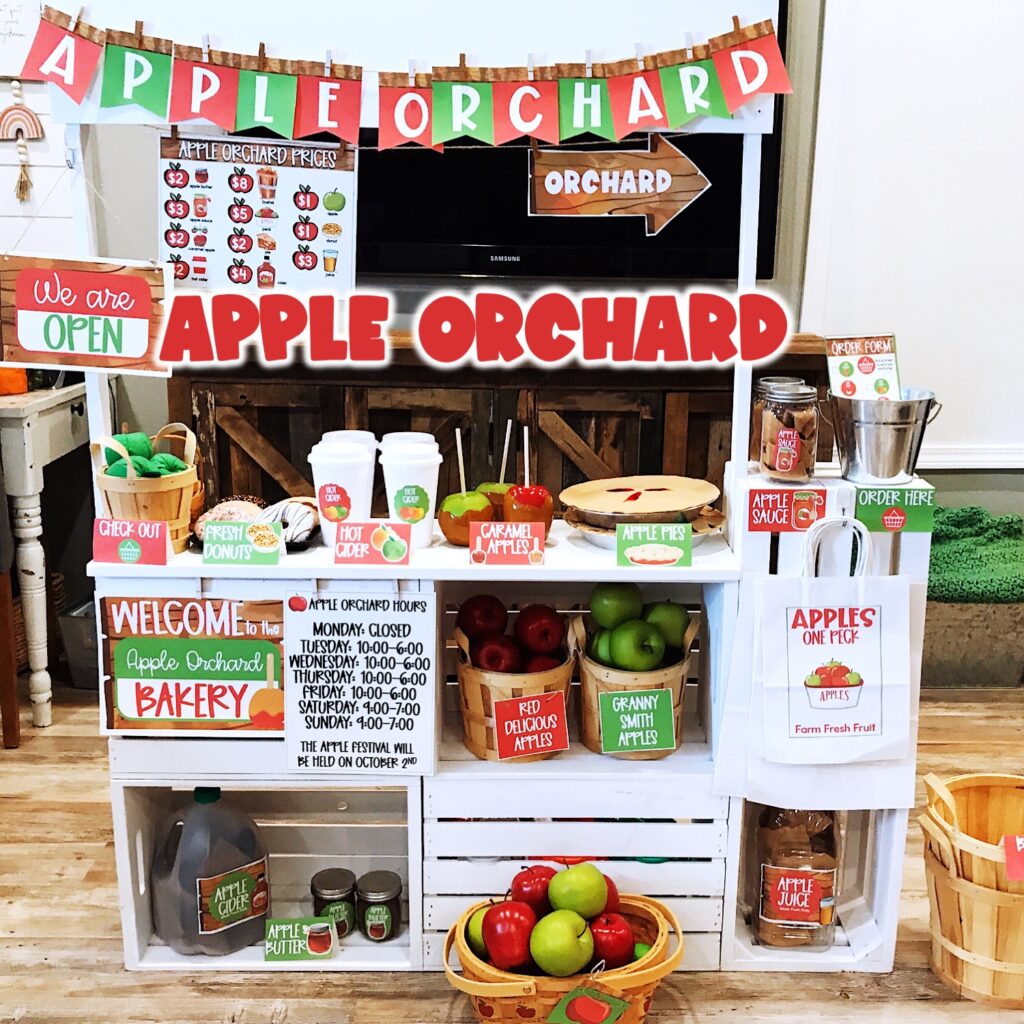 apple orchard dramatic play set