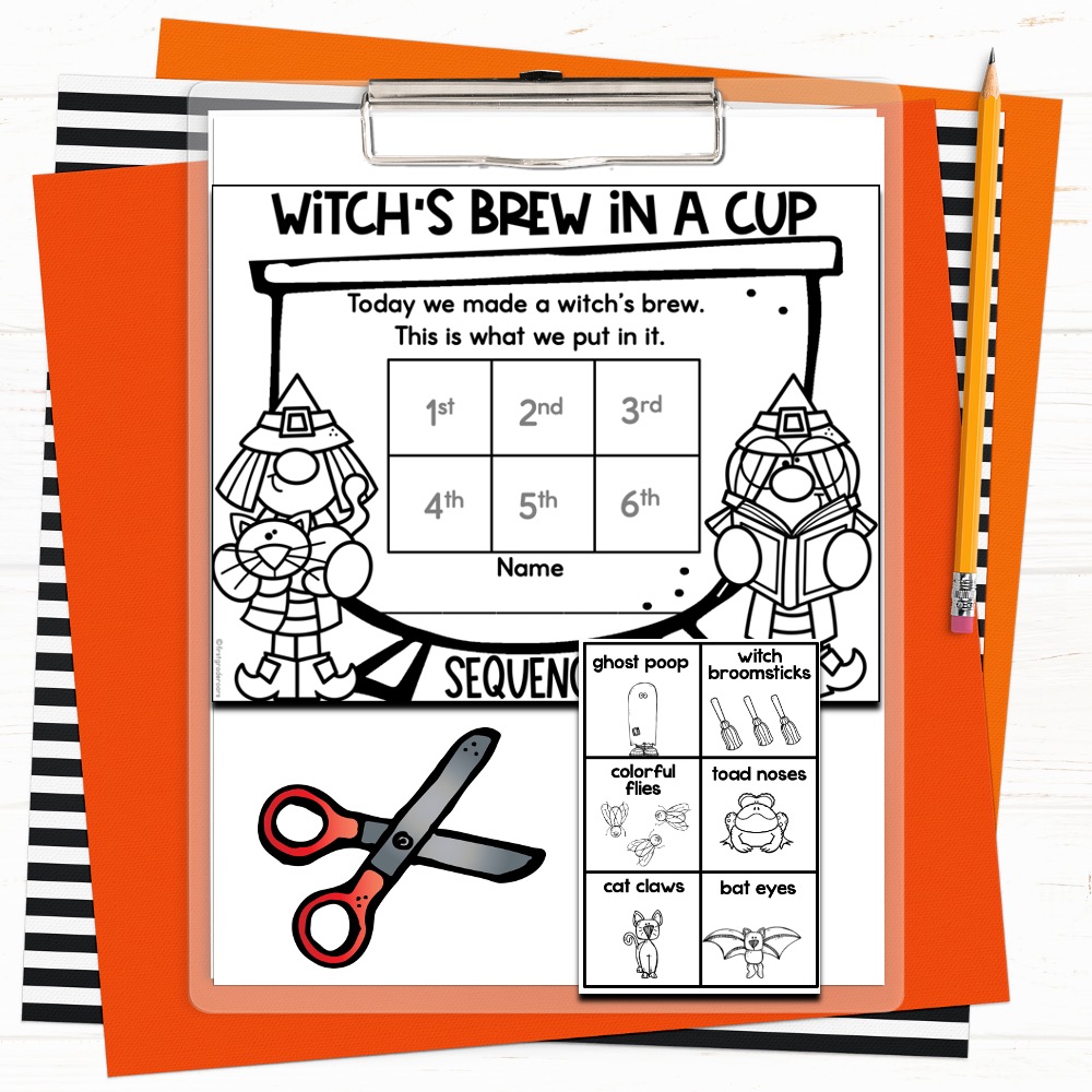 Witch's brew in a cup sequencing worksheet