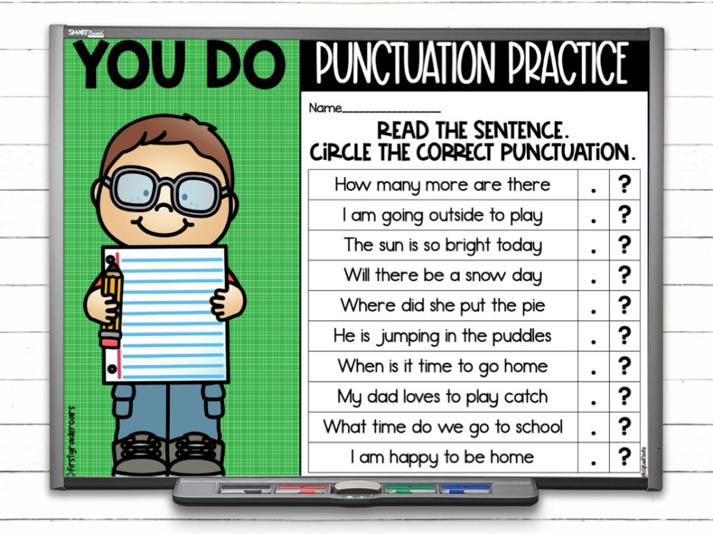 punctuation practice for first grade
