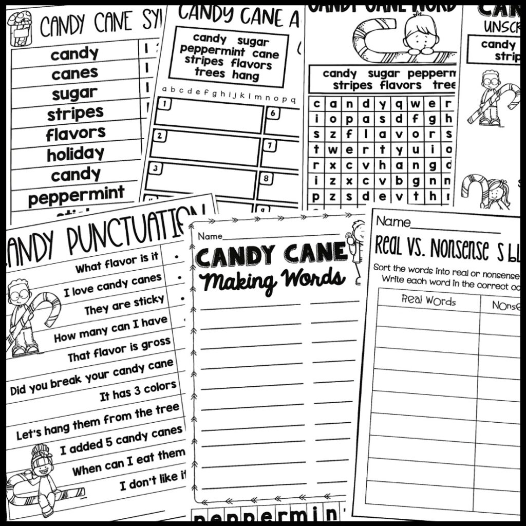 candy cane worksheets