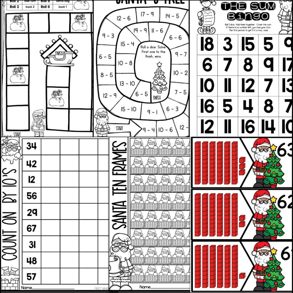 Christmas counting worksheets