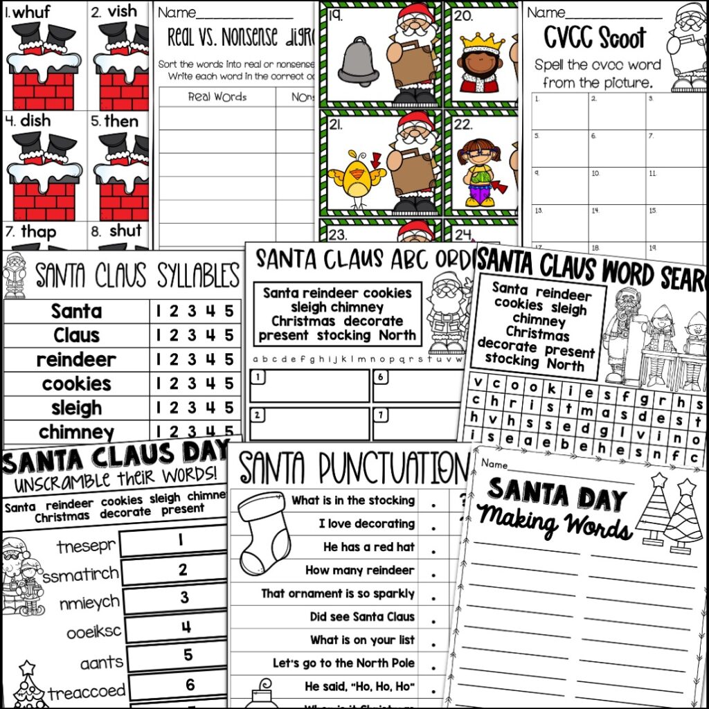 Christmas first grade worksheets