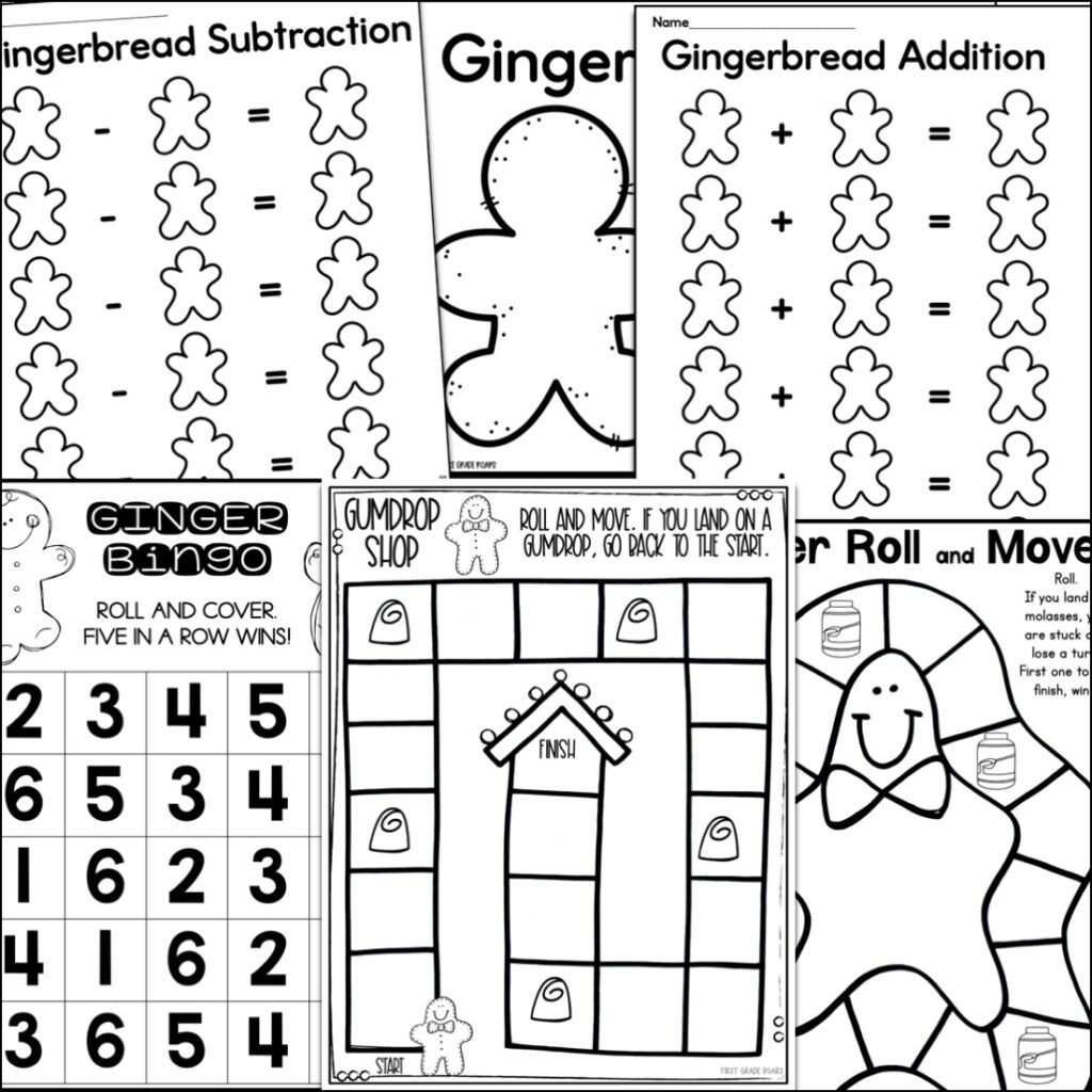 gingerbread math worksheets