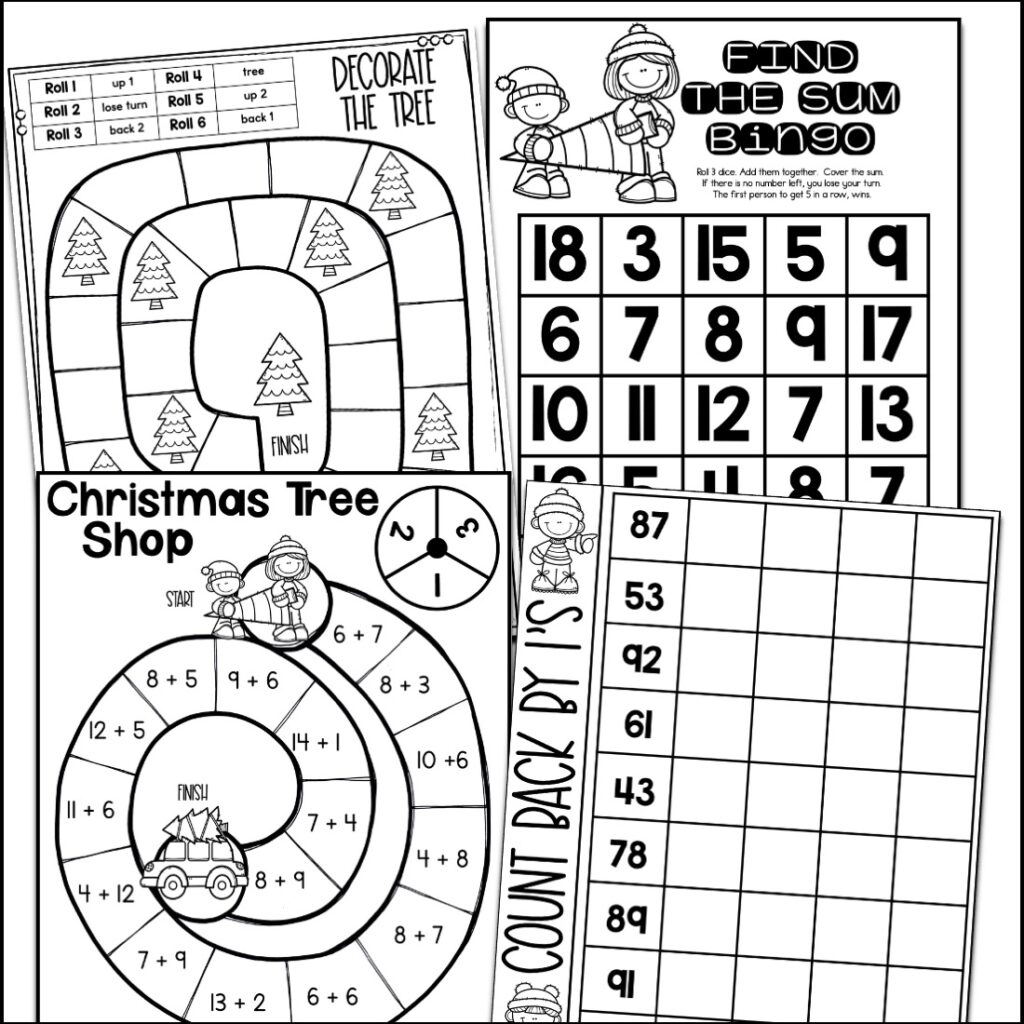 Christmas math games and worksheets