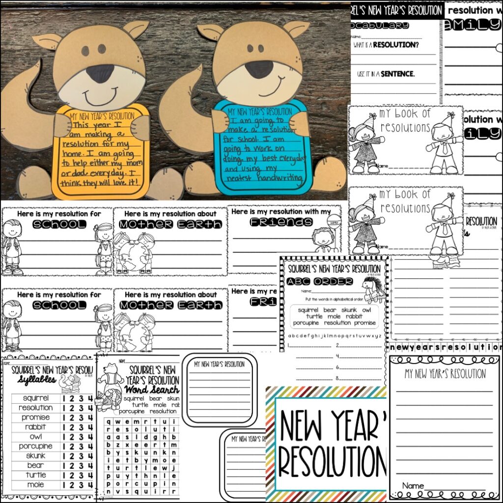 Squirrel's New Year's Resolution worksheets