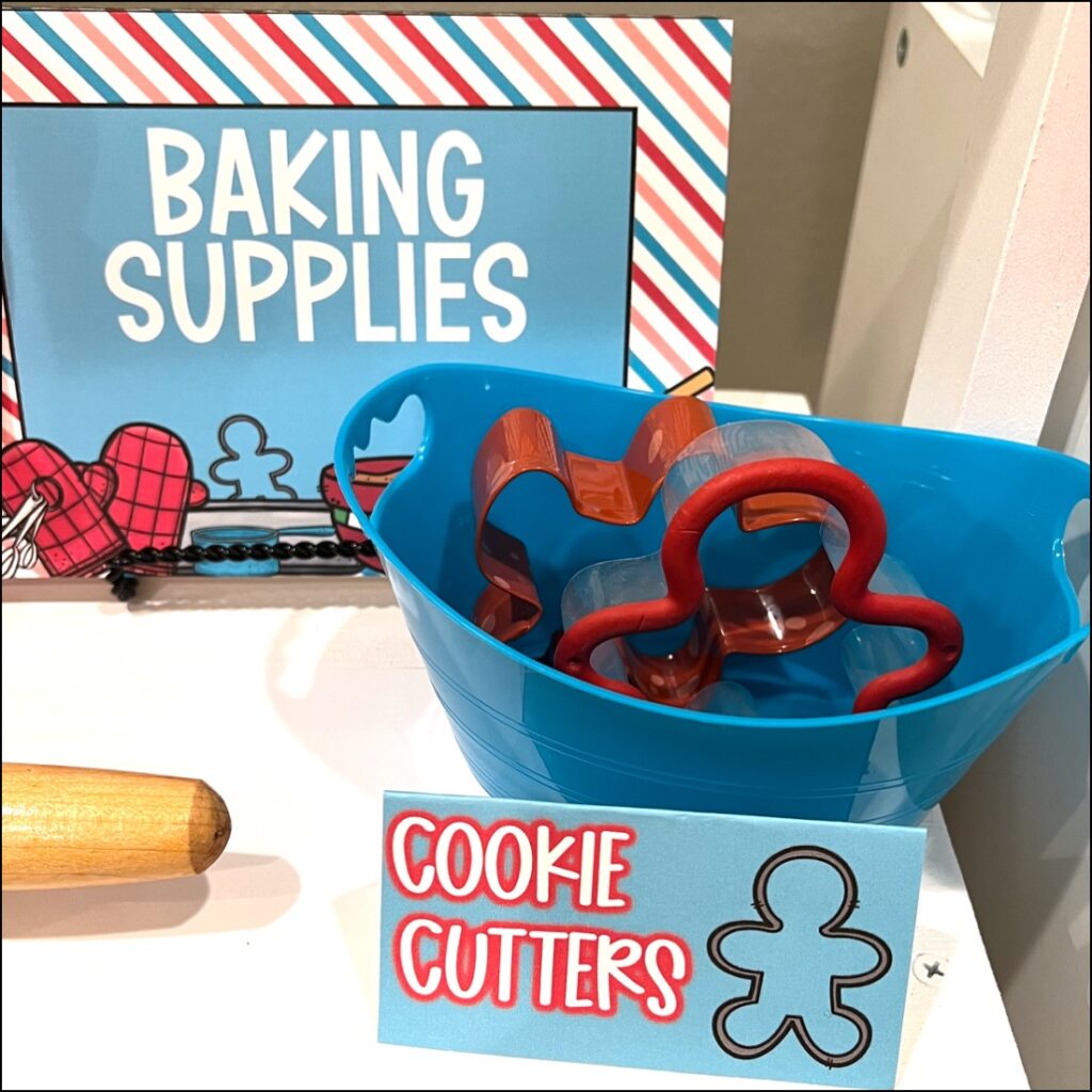 gingerbread bakery dramatic play with cookie cutters