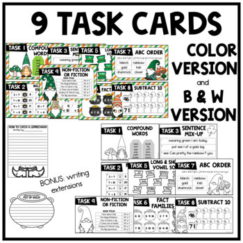 St Patricks Day First Grade task cards