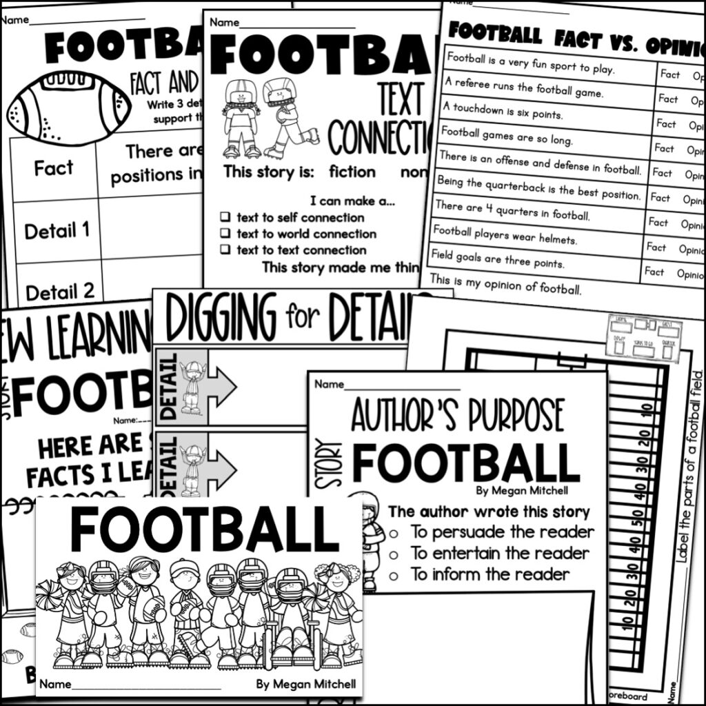 football reading comprehension worksheets