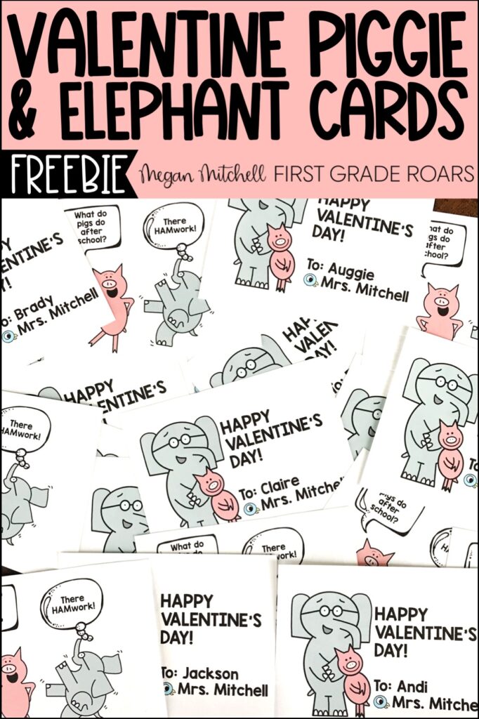 Piggie and Elephant valentine cards freebie