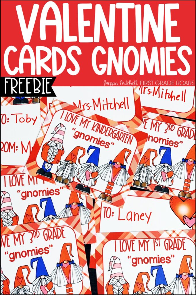 Gnome teacher valentines for students freebie