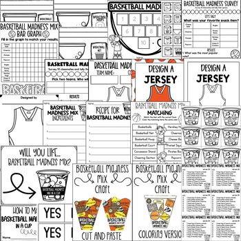 basketball snack and activity pages