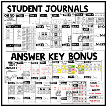 Back to School Solve the Mystery journals and answer key