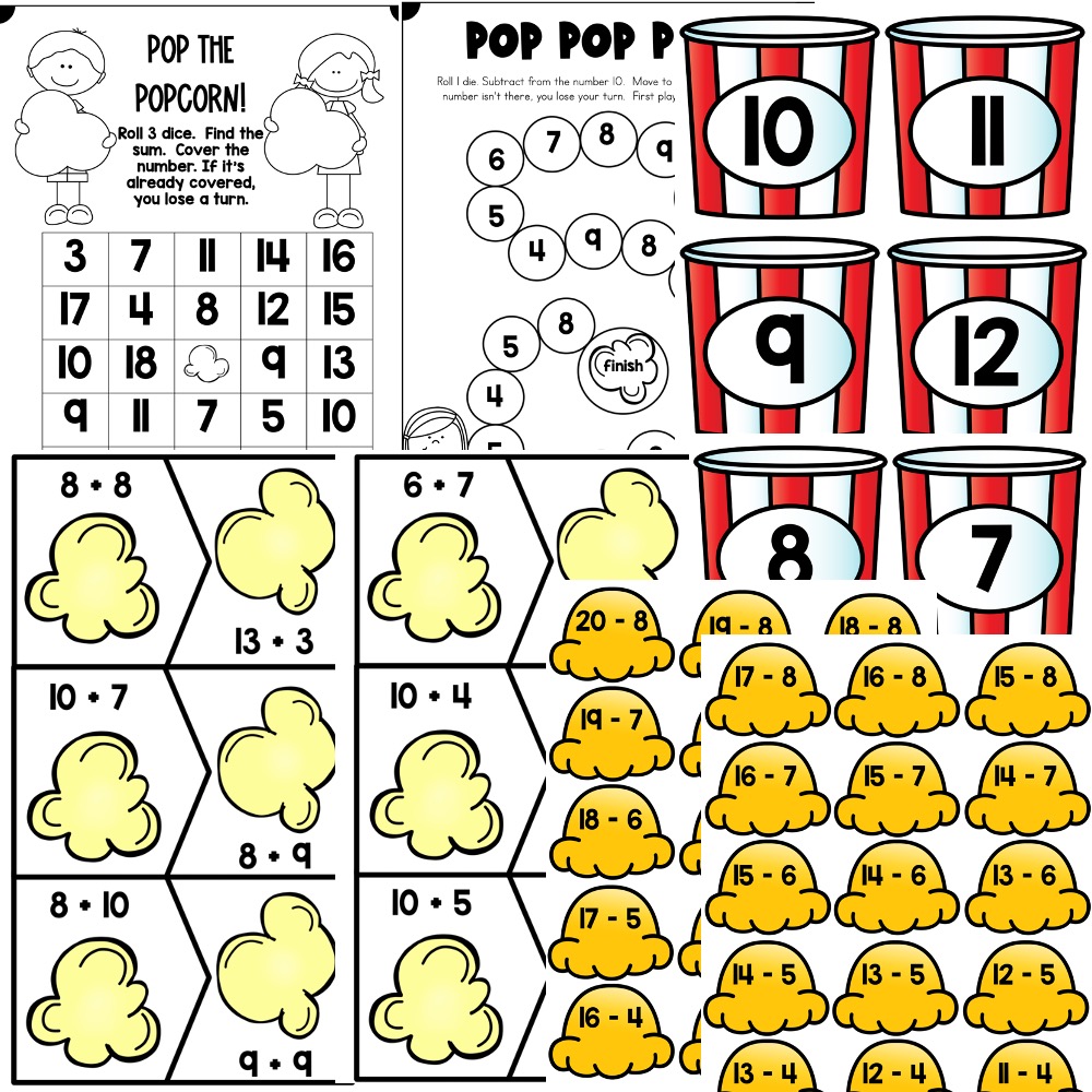 popcorn activity sheets for math