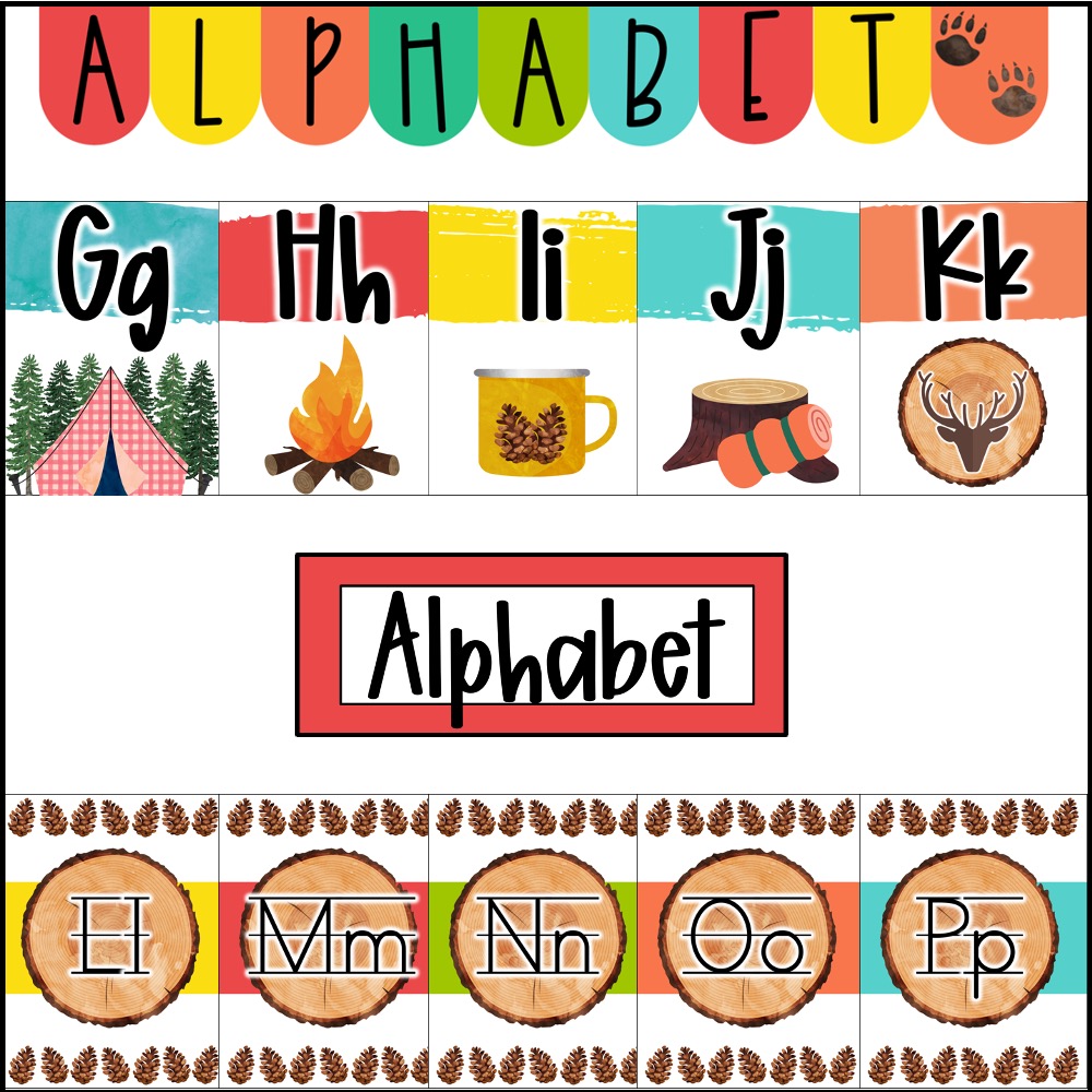 camping classroom decor alphabet