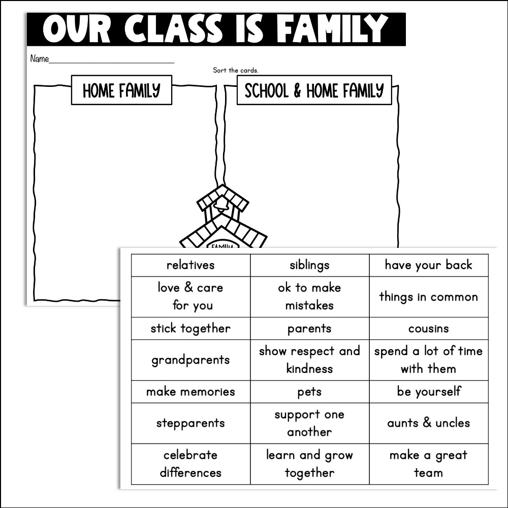 Our Class is a Family worksheet