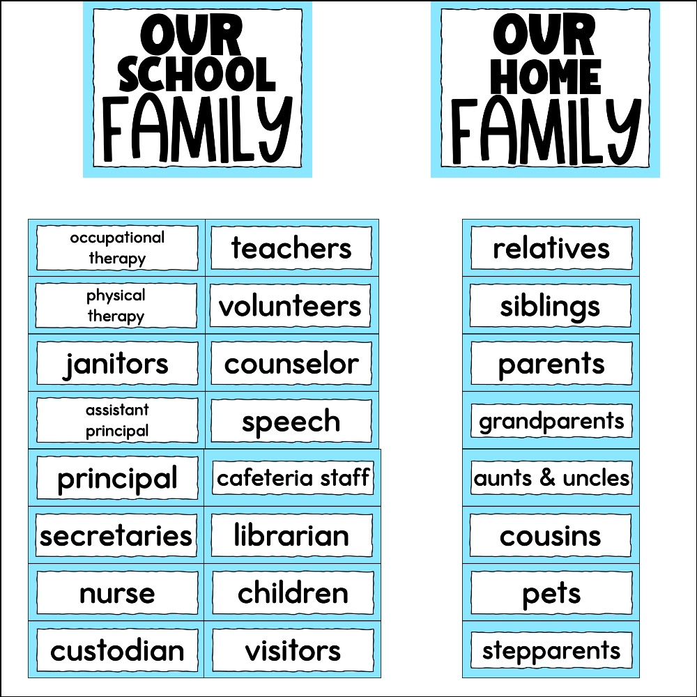 Our School is a Family sorting activity