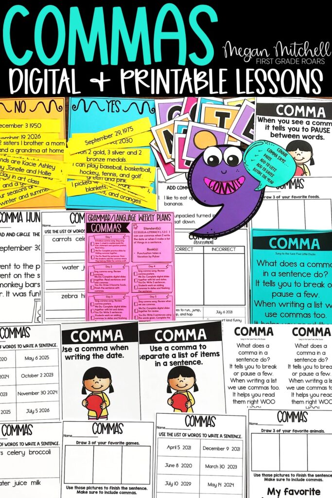 activities for teaching about commas