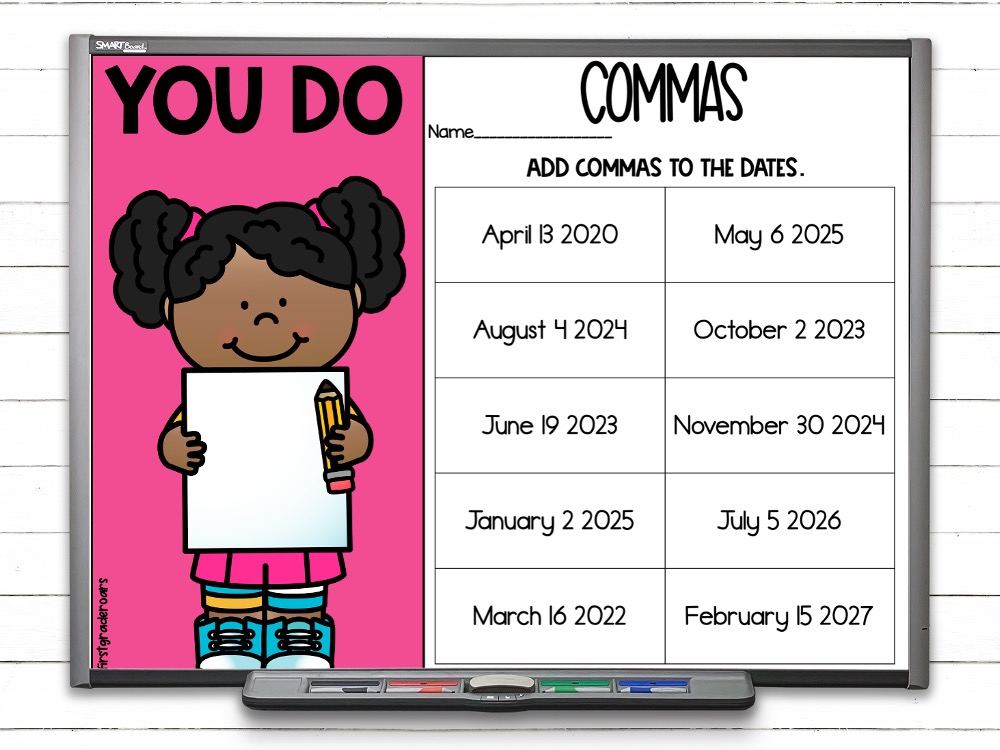 teaching commas in dates