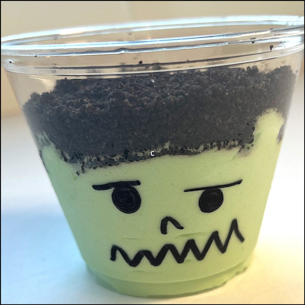 Monster in a Cup Halloween pudding snack cup